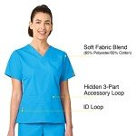 WonderWink Womens Origins Bravo V-Neck Top Medical Scrubs Shirt, Malibu Blue, Large US