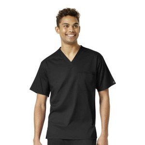 WonderWink Men's Black V-Neck Scrub Top, Large