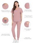 Women's Modern V-Neck Scrub Set with Joggers