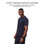 Men's Navy Blue FIGS Leon Scrub Top - 3 Pockets