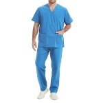 Unisex Medical Scrubs Set with Top and Pants