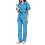 Unisex Medical Scrubs Set with Top and Pants