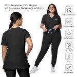 Kitmaz Women's V-Neck Scrub Set with Jogger Pants