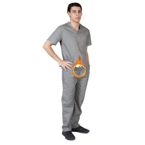 M&M Men's Grey Medical Scrub Top and Pants Set