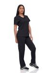 Unisex Lightweight V-Neck Scrub Set - Black Small