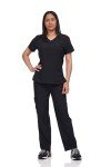 Unisex Lightweight V-Neck Scrub Set - Black Small