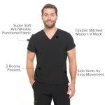 Unisex 4-Way Stretch Jogger Scrub Set - Black