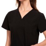CozyFit Women's Scrubs Set with 8 Pockets - Black