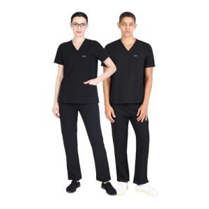 Unisex 7 Pocket & 10 Pocket Scrub Set - Black