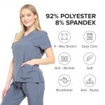 Unisex 4-Way Stretch Jogger Scrub Set - Pewter Gray