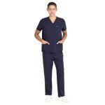 Unisex Navy Scrub Set with Pockets - XX-Large