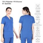 Royal Blue Unisex V-Neck Scrub Top - 7 Pockets