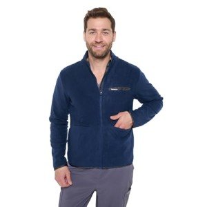 Navy Unisex Fleece Zip Front Scrub Jacket