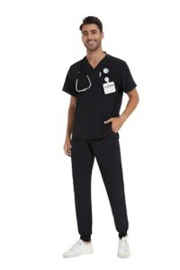 CozyFit Men's Stretch V-Neck Scrubs Set