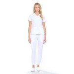 Unisex 4-Way Stretch Jogger Scrub Set - White