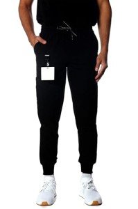 Men's Black Drawstring Scrubs Jogger Pants Set