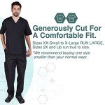 Men's Comfortable 8-Pocket Scrub Set - XL Black