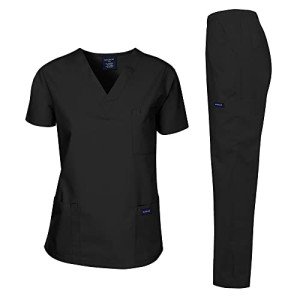 Dagacci Unisex Medical Scrub Set - Black Large