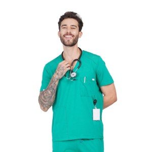 Men's V Neck Mikal Scrub Top - XL (Surgical Green)