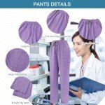 Purple V-Neck Scrub Top and Drawstring Pants Set