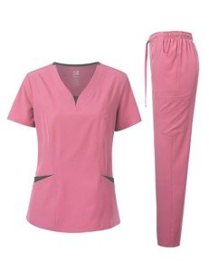 Dagacci Women's 4-Way Stretch Scrubs Set - Rose Pink
