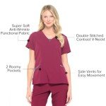 Dagacci Women's 4-Way Stretch Scrubs Set - Rose Pink