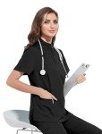 Niaahinn Women's Stretch Neck Scrub Top & Cargo Pants