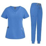 Modern V-neck Women’s Scrub Set with Jogger Pants