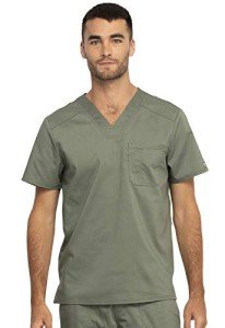 Cherokee Men's Olive V-Neck Scrub Top, XL