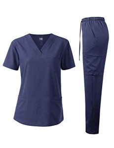 Navy Unisex 4-Way Stretch Scrub Set