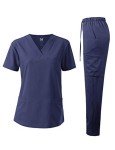 Navy Unisex 4-Way Stretch Scrub Set