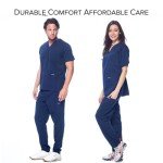 Unisex V-Neck Super Stretch Navy Scrub Set, XL