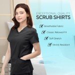 Women's Black Soft Stretch V-Neck Scrub Top