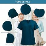 VIAOLI V-Neck Scrub Set with Pockets - Caribbean Blue