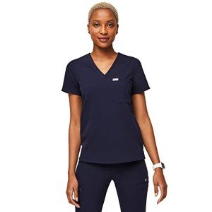 FIGS Catarina Women's Navy One-Pocket Scrub Top