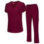 Natural Uniforms Women's Burgundy Cool Stretch Scrubs Set