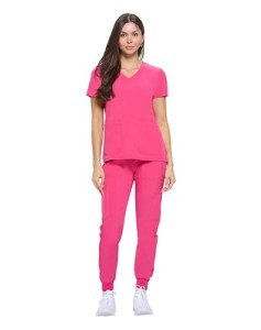 Hot Pink Women's Cool Stretch Jogger Scrub Set