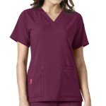 Carhartt Women's Cross-Flex Medical Scrubs Top - Wine