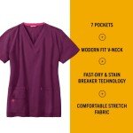 Carhartt Women's Cross-Flex Medical Scrubs Top - Wine