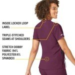 Carhartt Women's Cross-Flex Medical Scrubs Top - Wine