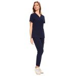 CozyFit Women's Navy Blue V-Neck Scrub Set