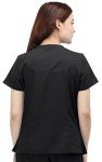 Women's Black V-Neck Medical Scrub Top with Pockets