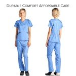 Dagacci Women's Stretch Scrubs Set - Ceil Blue