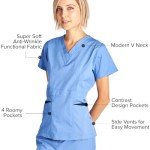 Dagacci Women's Stretch Scrubs Set - Ceil Blue