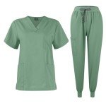 Women's 4-Way Stretch Black Scrub Set