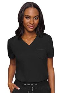 Med Couture Women's Black V-Neck Scrub Top, Large