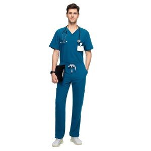 Men's Trey Scrubs Set - V-Neck Top & Pants