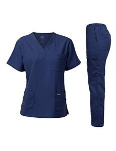 Unisex V-Neck Super Stretch Scrub Set - Navy