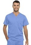 Cherokee Unisex Tuckable V-Neck Scrub Top, Ciel Blue