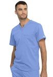 Cherokee Unisex Tuckable V-Neck Scrub Top, Ciel Blue